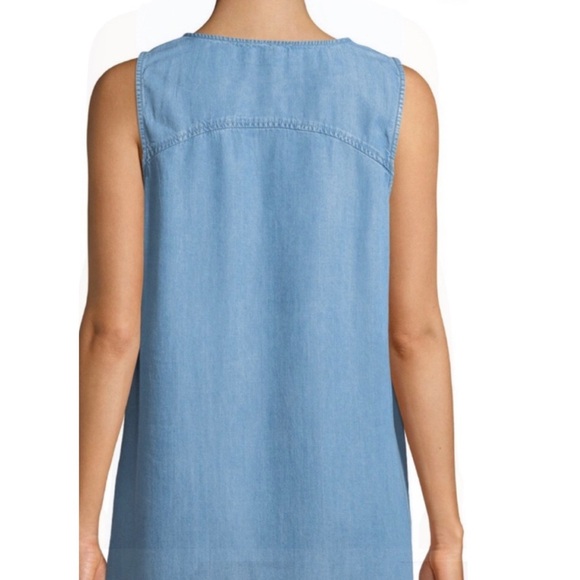 NEIMAN MARCUS Chambray Embellished Sleeveless Dress - Picture 4 of 10